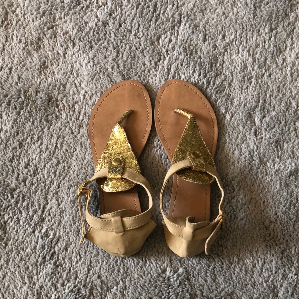 Gold sequin sandals